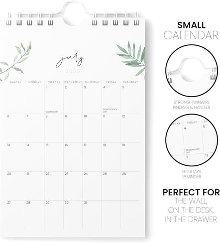 Karto Small Wall Calendar 2026 - Vertical 6x9 inch January 2026 to June 2027 - Small, Versatile, and Easy Planning with the Aesthetic Desk Monthly Calendar - Greenery in Kuwait