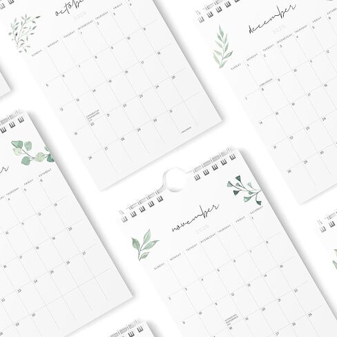 Karto Small Wall Calendar 2026 - Vertical 6x9 inch January 2026 to June 2027 - Small, Versatile, and Easy Planning with the Aesthetic Desk Monthly Calendar - Greenery in Kuwait