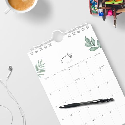 Karto Small Wall Calendar 2026 - Vertical 6x9 inch January 2026 to June 2027 - Small, Versatile, and Easy Planning with the Aesthetic Desk Monthly Calendar - Greenery in Kuwait