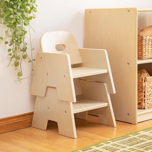 Guidecraft Toddler Wooden Stacking Chairs (Set of 2): 5" Seat Height | Preschool Easy-Stack Chair | Durable Birch Plywood | Classroom Furniture in Saudi Arabia