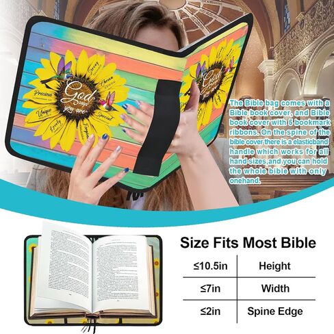 حالة الكتاب المقدس للنساء ، غطاء الكتاب المقدس الكبير ، حاملة الكتاب المقدس ، حقيبة الكتاب المقدس للنساء المنظم ، حامل الكتاب المقدس الطائر الطائر في عباد الشمس ، يقول الله ، أنت ، مجموعة لوازم دراسة الكتاب المقدس مع المتسابقين ، علامات التبويب ، القلم ،  in Kuwait