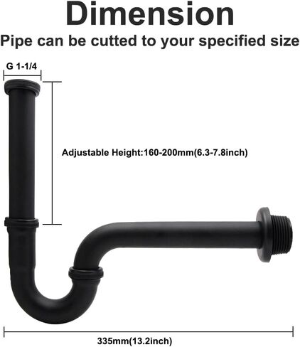 ZM Brass 1-1/4" P-trap Pipe, Adjustable Height Sink Waste Drain Kit, Chrome in Saudi Arabia