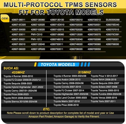ACLONG TPMS Tire Pressure Sensor fit for Toyota Camry Prius Corolla RAV4 Highlander Avalon Yaris Hilux Land Cruiser, 315MHz Tire Pressure Monitoring System Replacement 4260706020 4260730060-1PC in Saudi Arabia