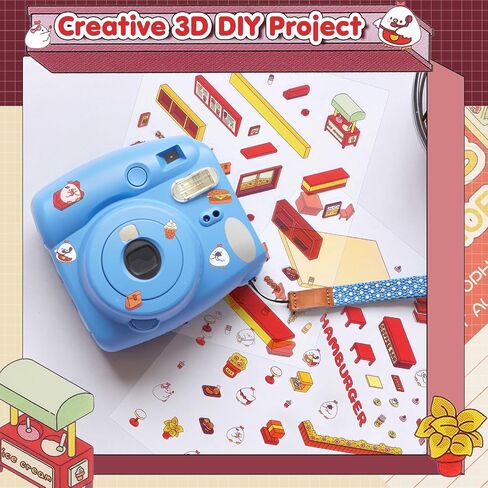 3D House Stickers, 24 Sets DIY Sticker Therapy for Adult Fun Cute Cartoon Stickers Scene Make Your Own Mini Room Scenes Miniature Supermarket for Relief Stress Pass The Time in Kuwait