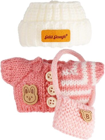 Clothes for 17cm Dolls, Clothes Set for 17cm Doll, Crochet 3 Piece Set Hat Clothes Backpack for Doll, Stylish Adorable Dolls Clothes Accessories (No Doll) (Pink) in Saudi Arabia