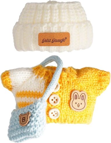 Clothes for 17cm Dolls, Clothes Set for 17cm Doll, Crochet 3 Piece Set Hat Clothes Backpack for Doll, Stylish Adorable Dolls Clothes Accessories (No Doll) (Pink) in Saudi Arabia