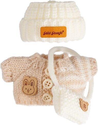Clothes for 17cm Dolls, Clothes Set for 17cm Doll, Crochet 3 Piece Set Hat Clothes Backpack for Doll, Stylish Adorable Dolls Clothes Accessories (No Doll) (Pink) in Saudi Arabia
