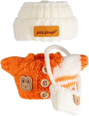 Clothes for 17cm Dolls, Clothes Set for 17cm Doll, Crochet 3 Piece Set Hat Clothes Backpack for Doll, Stylish Adorable Dolls Clothes Accessories (No Doll) (Pink) in Saudi Arabia