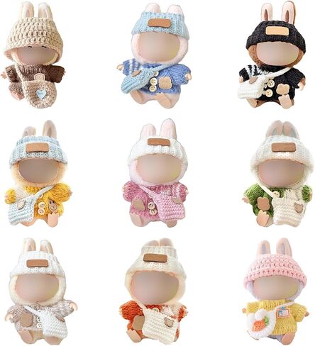 Clothes for 17cm Dolls, Clothes Set for 17cm Doll, Crochet 3 Piece Set Hat Clothes Backpack for Doll, Stylish Adorable Dolls Clothes Accessories (No Doll) (Pink) in Saudi Arabia