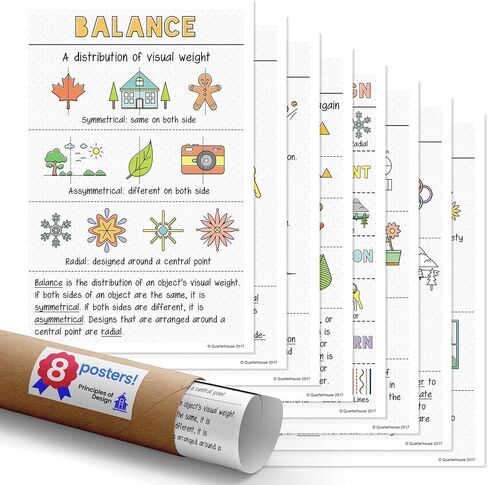 Elements of Art Poster Set, Art Classroom Learning Materials for K-12 Students and Teachers, Set of 8, 12 x 18 Inches, Extra Durable in Saudi Arabia