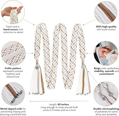 Handfasting Cord for Wedding Ceremony in Natural Cotton Wedding Lasso Handmade Beige in Kuwait