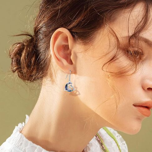 Generic Hypoallergenic Cat Earrings for Girls Women 925 Sterling Silver Cute Animal Kitten Dangle Drop Earring Cat Jewelry Gifts in Saudi Arabia