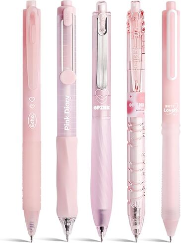 5 Count Count Pastel Gel Ink Pen Set ، Nute Note Thuse 0.5mm Point Point Retractable 5 Count Black Ink Pens للكتابة ، اليومية ، المدرسة ، المكتب (Clear Clear الفاتح) in Kuwait