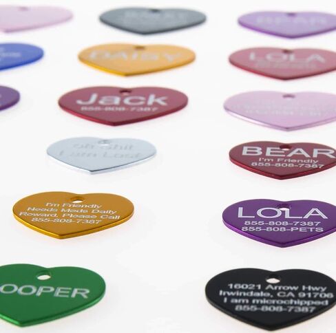 Aluminum Pet ID Tags - Engraved Personalized Dog Tags, Cat Tags Front & Back up to 8 Lines of Text – Bone, Round, Heart, Flower, Paw, House, Star, Rectangle,Shirt, Cat, Mouse in Kuwait