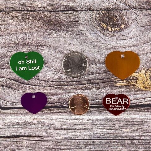 Aluminum Pet ID Tags - Engraved Personalized Dog Tags, Cat Tags Front & Back up to 8 Lines of Text – Bone, Round, Heart, Flower, Paw, House, Star, Rectangle,Shirt, Cat, Mouse in Kuwait