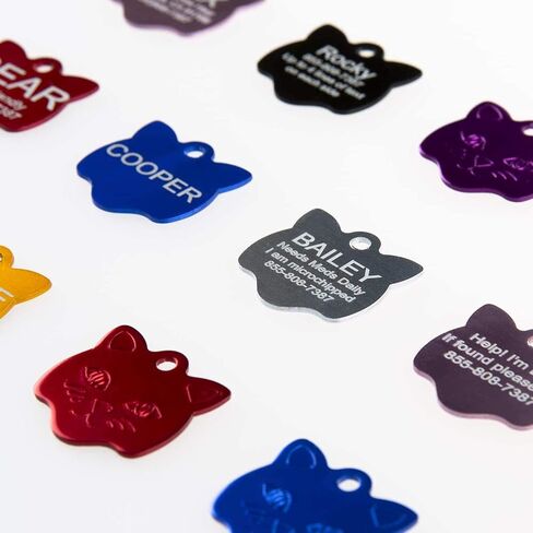 Aluminum Pet ID Tags - Engraved Personalized Dog Tags, Cat Tags Front & Back up to 8 Lines of Text – Bone, Round, Heart, Flower, Paw, House, Star, Rectangle,Shirt, Cat, Mouse in Kuwait