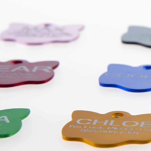 Aluminum Pet ID Tags - Engraved Personalized Dog Tags, Cat Tags Front & Back up to 8 Lines of Text – Bone, Round, Heart, Flower, Paw, House, Star, Rectangle,Shirt, Cat, Mouse in Kuwait
