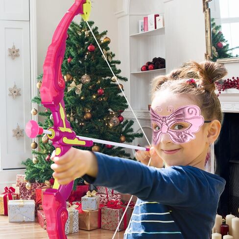 Vgofun Kids Bow and Arrow Set: LED Light Up Archery Toy مع Princess Cape and Theadband ، 10 Arrows Cup Arrows ، Home Toys Outdoor for 3-8 And in Kuwait