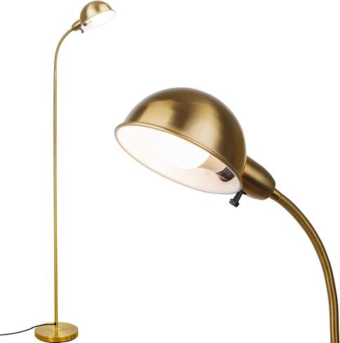 Dimmable Floor Lamp with Flexible Gooseneck and Rotatable Shade, Modern Style Standing Tall Lamp, E26 Socket, LED Reading Lamp (Gold) in Saudi Arabia
