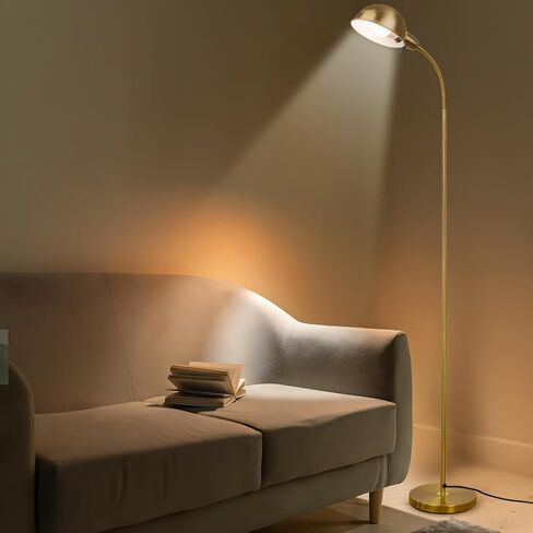 Dimmable Floor Lamp with Flexible Gooseneck and Rotatable Shade, Modern Style Standing Tall Lamp, E26 Socket, LED Reading Lamp (Gold) in Saudi Arabia
