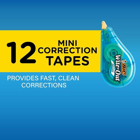شريط تصحيح الخطوط الدقيق من العلامة التجارية BIC، بطول 19.8 قدمًا، حزمة مكونة من 4 قطع من شريط التصحيح الأبيض، سريع ونظيف وسهل الاستخدام وشريط مقاوم للتمزق للوازم المكتبية أو المدرسية in Kuwait