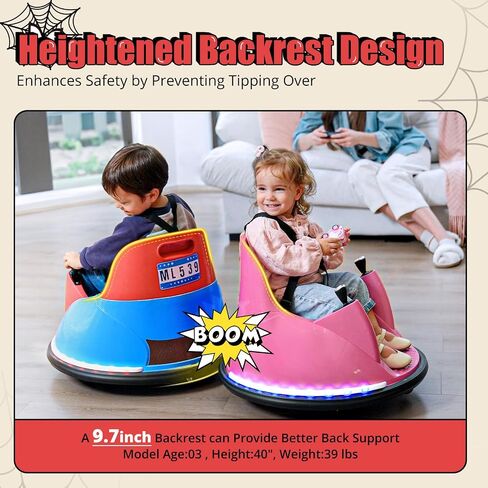 Zupapa 12V Bumper Car for Kids Toddler 1.5-6 Years with Remote Control Bluetooth Music 3 Speed DIY License Plate Electric Ride on Toys in Saudi Arabia