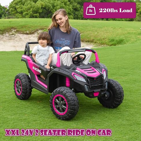 NEWQIDA XXXL 24V Ride On Toys for Big Kids Side by Side UTV 2 Seater Ride-on Electric Car w/Remote Control, 4WD Off-road Ride On Truck, 24.4" Spacious Seat, EVA Tires, Shock Absorbor, Max 220lbs, Pink in Saudi Arabia