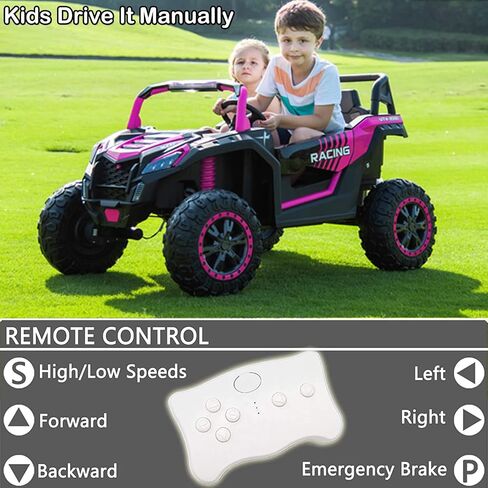NEWQIDA XXXL 24V Ride On Toys for Big Kids Side by Side UTV 2 Seater Ride-on Electric Car w/Remote Control, 4WD Off-road Ride On Truck, 24.4" Spacious Seat, EVA Tires, Shock Absorbor, Max 220lbs, Pink in Saudi Arabia