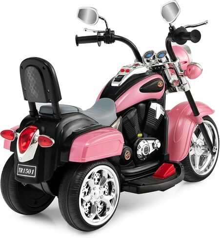 Kids Ride On Toy, 6V Battery-Powered Mini Electric Motorbike w/Music, Forward/Reverse Switch, Horn, Headlights & Foot Pedal, 3 Wheel Motorcycle Trike for Boys Girls Gift, Ages 3+ (Pink) in Saudi Arabia