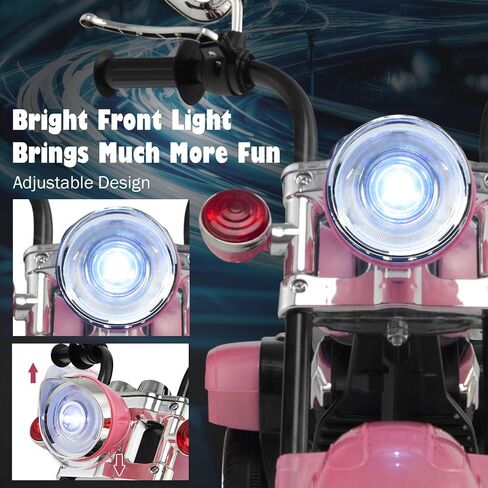 Kids Ride On Toy, 6V Battery-Powered Mini Electric Motorbike w/Music, Forward/Reverse Switch, Horn, Headlights & Foot Pedal, 3 Wheel Motorcycle Trike for Boys Girls Gift, Ages 3+ (Pink) in Saudi Arabia