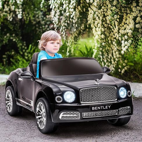 Aosom Bentley Mulsanne 12V Ride on Car, Battery Powered Car with Remote Control, Suspension, Startup Sound, LED Lights, MP3, Horn, Music, Forward and Backward, 2 Motors, White in Saudi Arabia
