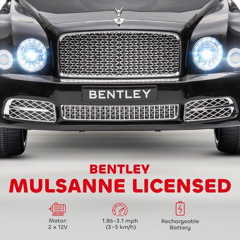 Aosom Bentley Mulsanne 12V Ride on Car, Battery Powered Car with Remote Control, Suspension, Startup Sound, LED Lights, MP3, Horn, Music, Forward and Backward, 2 Motors, White in Saudi Arabia