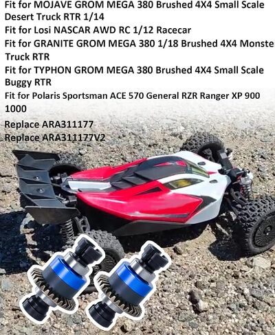 Upgraded Aluminum Alloy Steel Assembled Differential 30T 0.8Mod V2 Fit for 1/18 ARRMA GROM Typhon Granite GROM Mini Mojave GROM 2S RC Cars, 2Pcs (Blue) in Kuwait