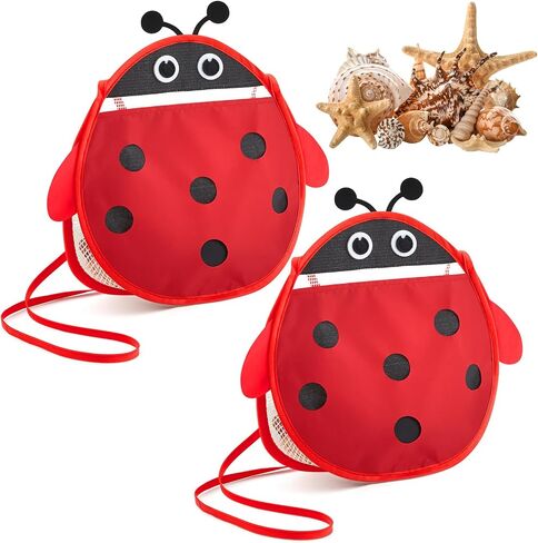 2 Pack Seashell Collecting Bag Mesh Beach Bag Crab Shaped Adjustable Strap Mesh Bag for Beach Picking up Seashells, Green and Yellow in Saudi Arabia