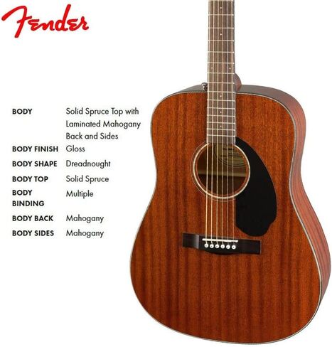 Fender CD-60S Dreadnought Acoustic Guitar (Walnut Fingerboard, Black) Bundle with Fender Classic Celluloid Guitar Medium 12-Pack Picks 351 Shape and Fender 2" Guitar Straps in Saudi Arabia