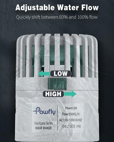 صانع موجة Pawfly لـ Aquarium ، 800 GPH 3W Aquarium Powerhead ، صانع موجة هادئة لخزانات الأسماك يصل إلى 50 جالون ، مضخة تداول المياه مع قاعدة كوب شفط قوية in Kuwait