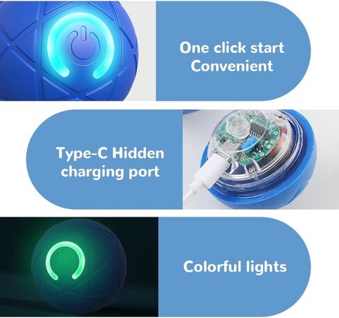 Shaky Ball Toy for Dogs, 2025 New Interactive Dog Ball, Chew Resistant Balls Durable, Led Dog Toy Entertaining Indoor Play, USB Rechargeable Dogs Balls for Puppies (Blue) in Saudi Arabia