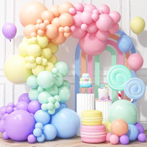 Pastel Rainbow Balloons Arch Garland Kit, Macaron Balloon Arch Kit,18/12/5 In Pastel Spring Balloon Arch for Unicorn Themed Party,Spring Birthday Party, Baby Shower, Wedding Supplies in Kuwait