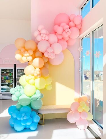 Pastel Rainbow Balloons Arch Garland Kit, Macaron Balloon Arch Kit,18/12/5 In Pastel Spring Balloon Arch for Unicorn Themed Party,Spring Birthday Party, Baby Shower, Wedding Supplies in Kuwait