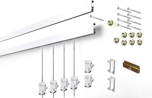 STAS Cliprail Picture Hanging System Set - Covers 9.84 ft of Wall Space - Basic Picture Rail & Art Hanging Gallery Kit (White Rails, Includes 6 Hooks & 4 Cords) in Kuwait