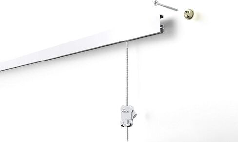 STAS Cliprail Picture Hanging System Set - Covers 9.84 ft of Wall Space - Basic Picture Rail & Art Hanging Gallery Kit (White Rails, Includes 6 Hooks & 4 Cords) in Kuwait