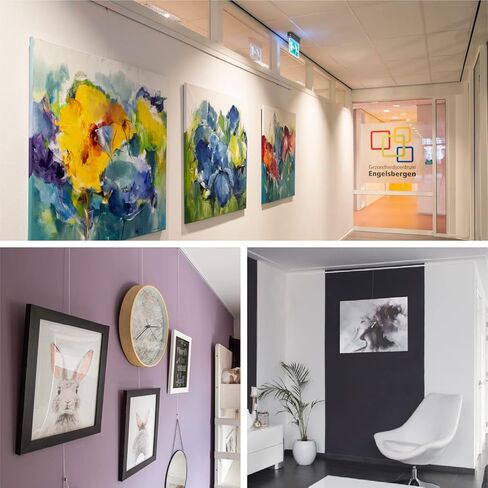 مجموعة STAS ClipRail Picture System Set - تغطي 9.84 قدمًا من مساحة الجدار - مجموعة معرض الصور والفنون الأساسية (Rails White ، تشمل 6 خطافات و 4 حبال) in Kuwait