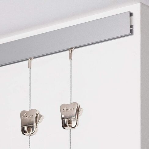 مجموعة STAS ClipRail Picture System Set - تغطي 9.84 قدمًا من مساحة الجدار - مجموعة معرض الصور والفنون الأساسية (Rails White ، تشمل 6 خطافات و 4 حبال) in Kuwait