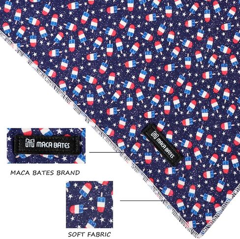 Maca Bates 4th of July Dog Bandana USA Triangle American Flag Dickflichious Noft Cotton Cute Puppy Bandanas Bandanas Day Day Gift for صغير كبير للحيوانات الأليفة in Kuwait