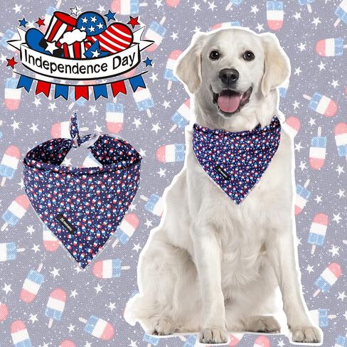 Maca Bates 4th of July Dog Bandana USA Triangle American Flag Dickflichious Noft Cotton Cute Puppy Bandanas Bandanas Day Day Gift for صغير كبير للحيوانات الأليفة in Kuwait