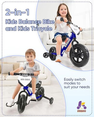 KRIDDO 2-in-1 Tricycle and Balance Bike for 2 Year Old with Training Wheels in Saudi Arabia