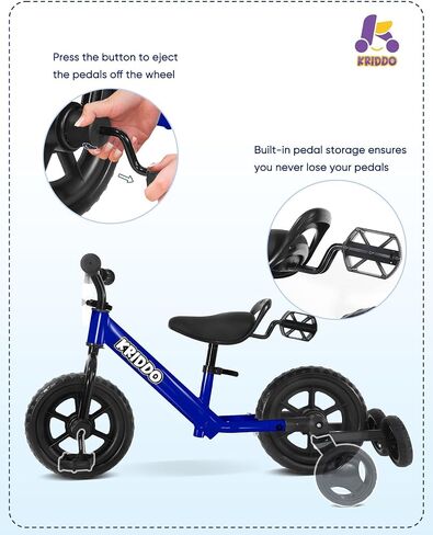 KRIDDO 2-in-1 Tricycle and Balance Bike for 2 Year Old with Training Wheels in Saudi Arabia