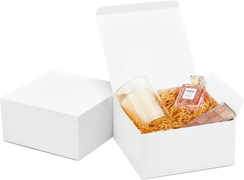 MESHA 8x8x4 Gift Box 10 Pack White Gift Boxes with Lids, DIY Bridesmaid Proposal Box, Recyclable,Foldable Box for Wedding, Birthday Party in Saudi Arabia