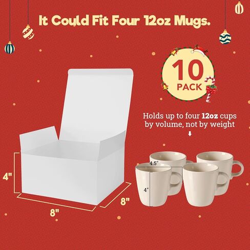 MESHA 8x8x4 Gift Box 10 Pack White Gift Boxes with Lids, DIY Bridesmaid Proposal Box, Recyclable,Foldable Box for Wedding, Birthday Party in Saudi Arabia