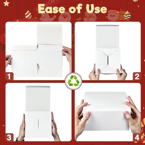 MESHA 8x8x4 Gift Box 10 Pack White Gift Boxes with Lids, DIY Bridesmaid Proposal Box, Recyclable,Foldable Box for Wedding, Birthday Party in Saudi Arabia